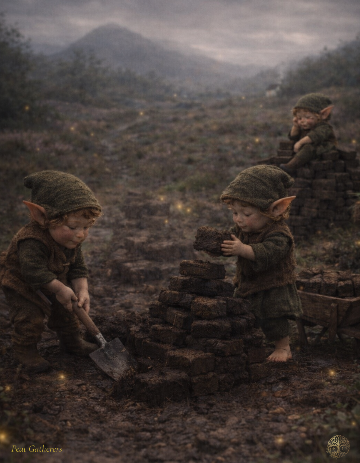 Peat Gatherers | Tiny Ireland — Elf Life Digital Art Print