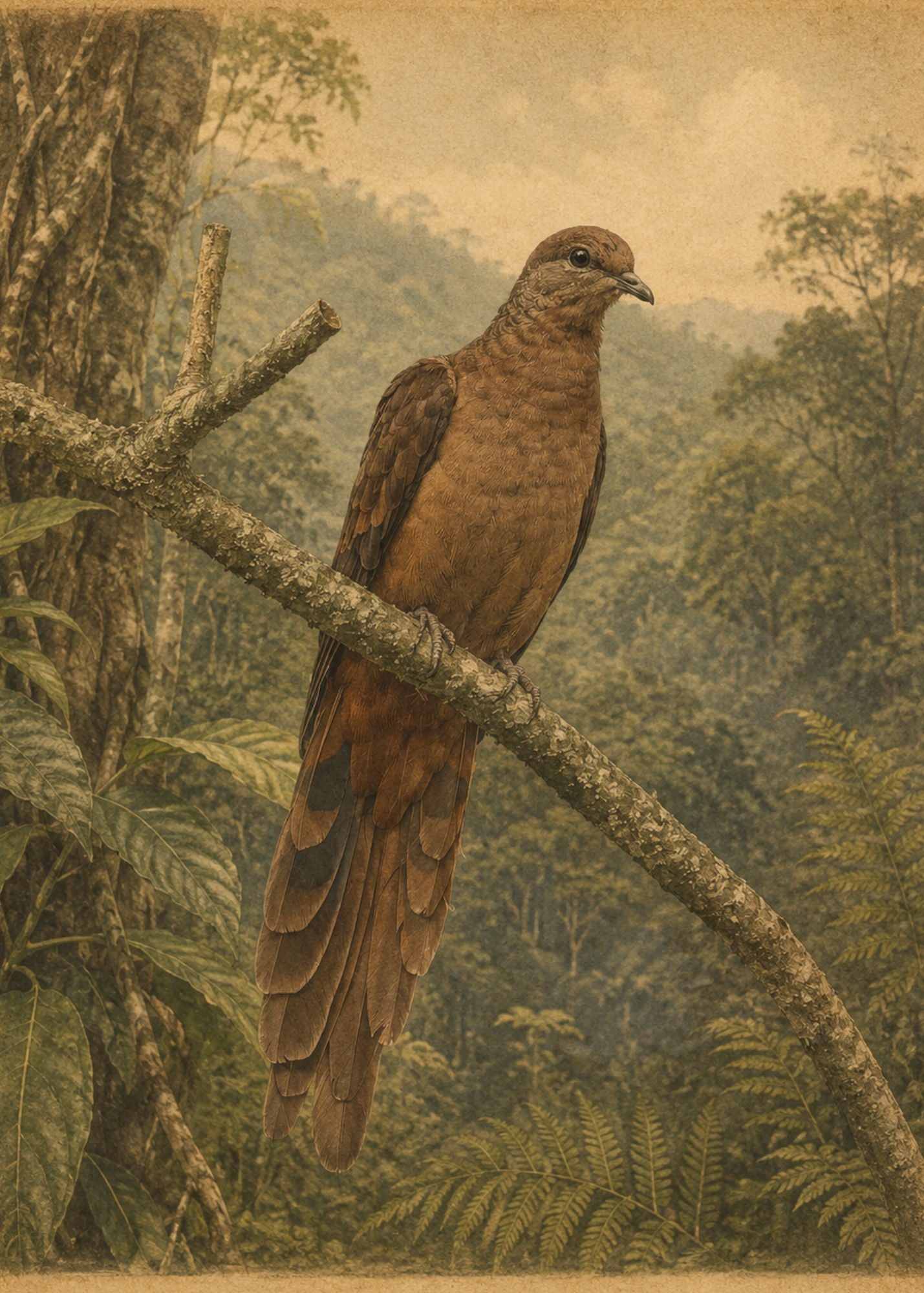 Brown Cuckoo-Dove | Fairymount Vintage Bird Collection | Field Guide Digital Art Print