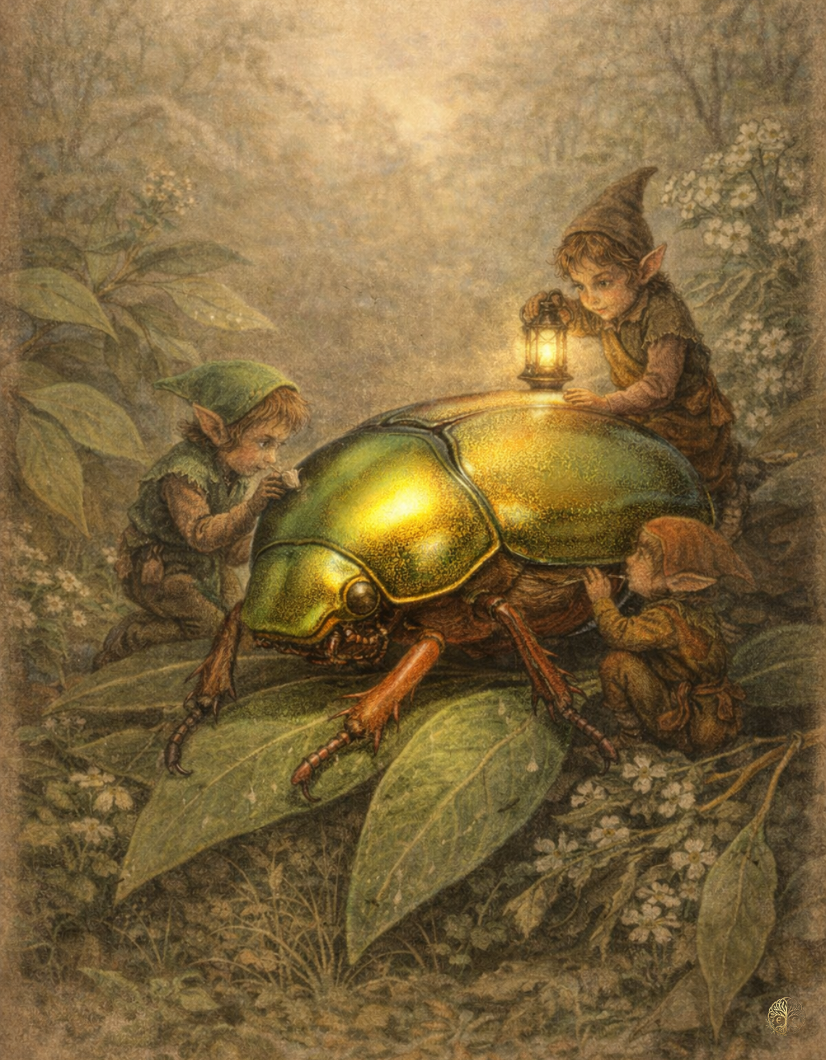Christmas Beetle Art Print | Australian Insect Digital Download | Elf Fairy Wall Art | Vintage Naturalist Illustration Print