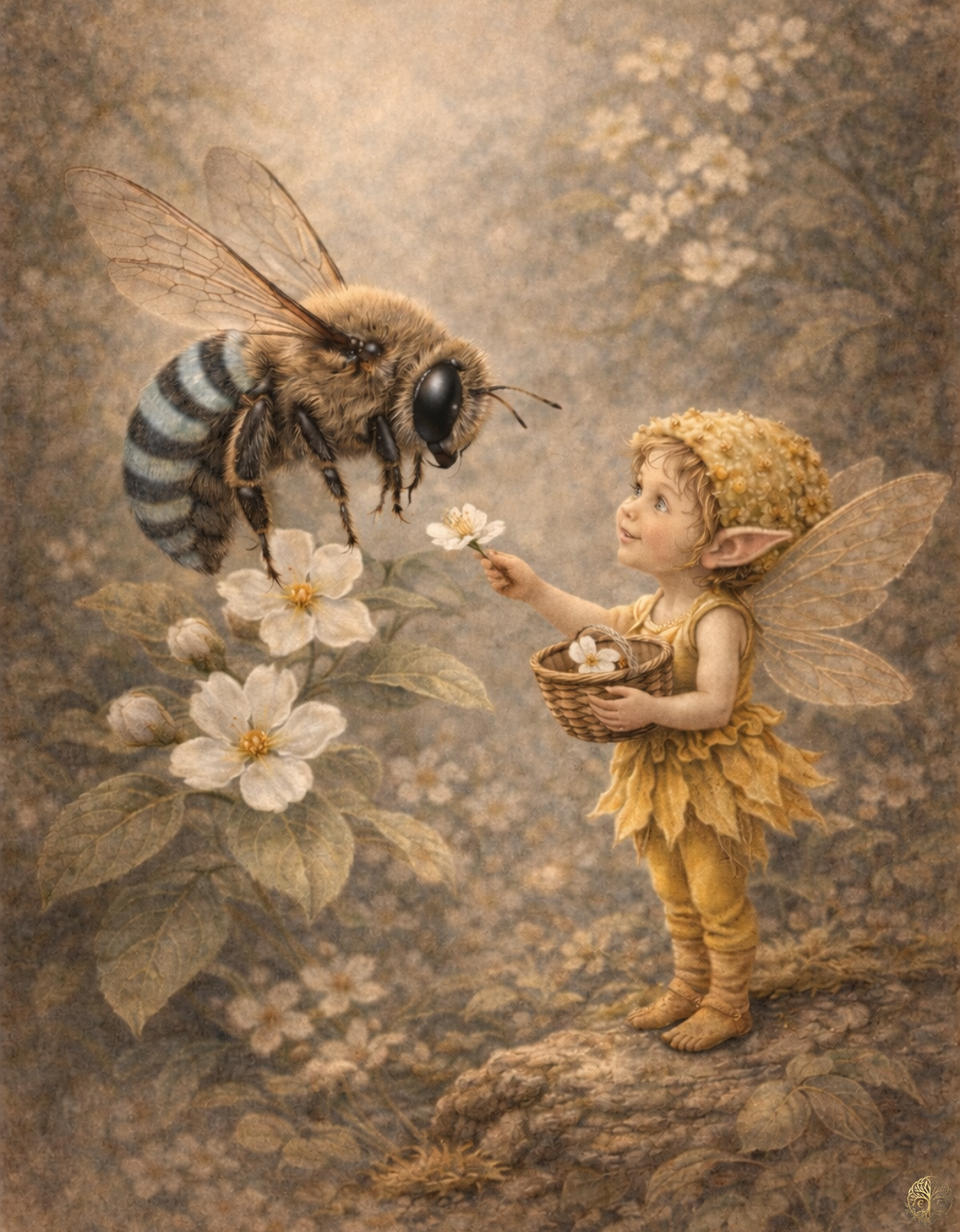 Blue Banded Bee Art Print | Australian Native Bee Digital Download | Flower Fairy Wall Art | Vintage Naturalist Illustration Print