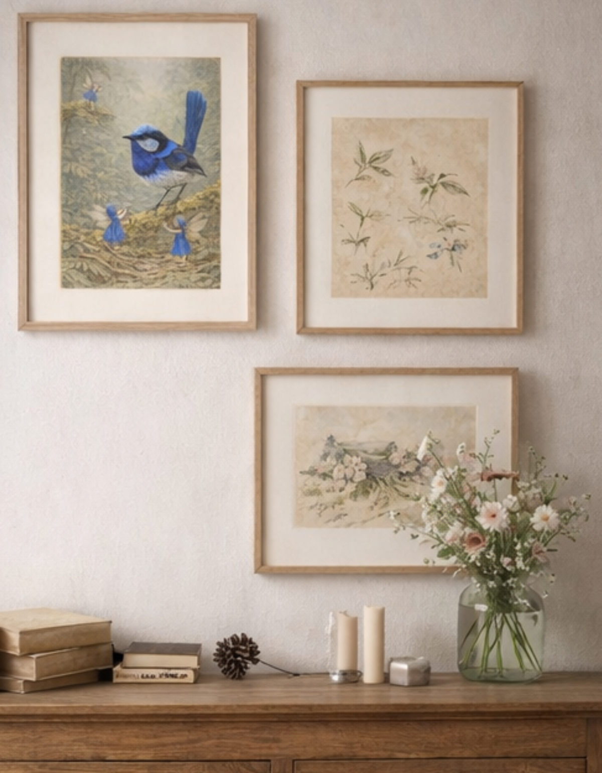 Superb Fairy Wren Art Print | Blue Wren Digital Download | Fairy Woodland Wall Art | Vintage Naturalist Illustration Print
