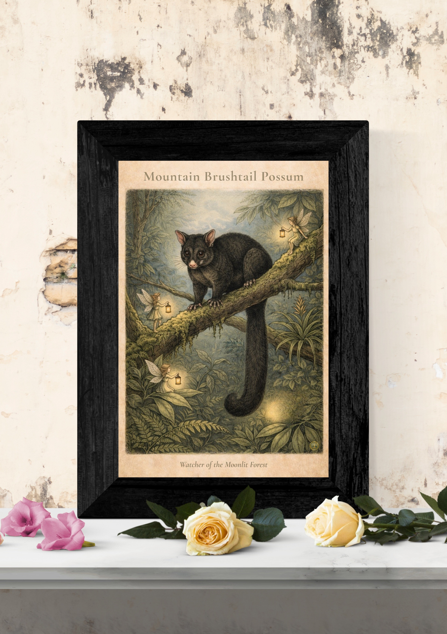 Mountain Brushtail Possum Art Print | Australian Wildlife Digital Download | Fairy Wall Art | Vintage Naturalist Illustration