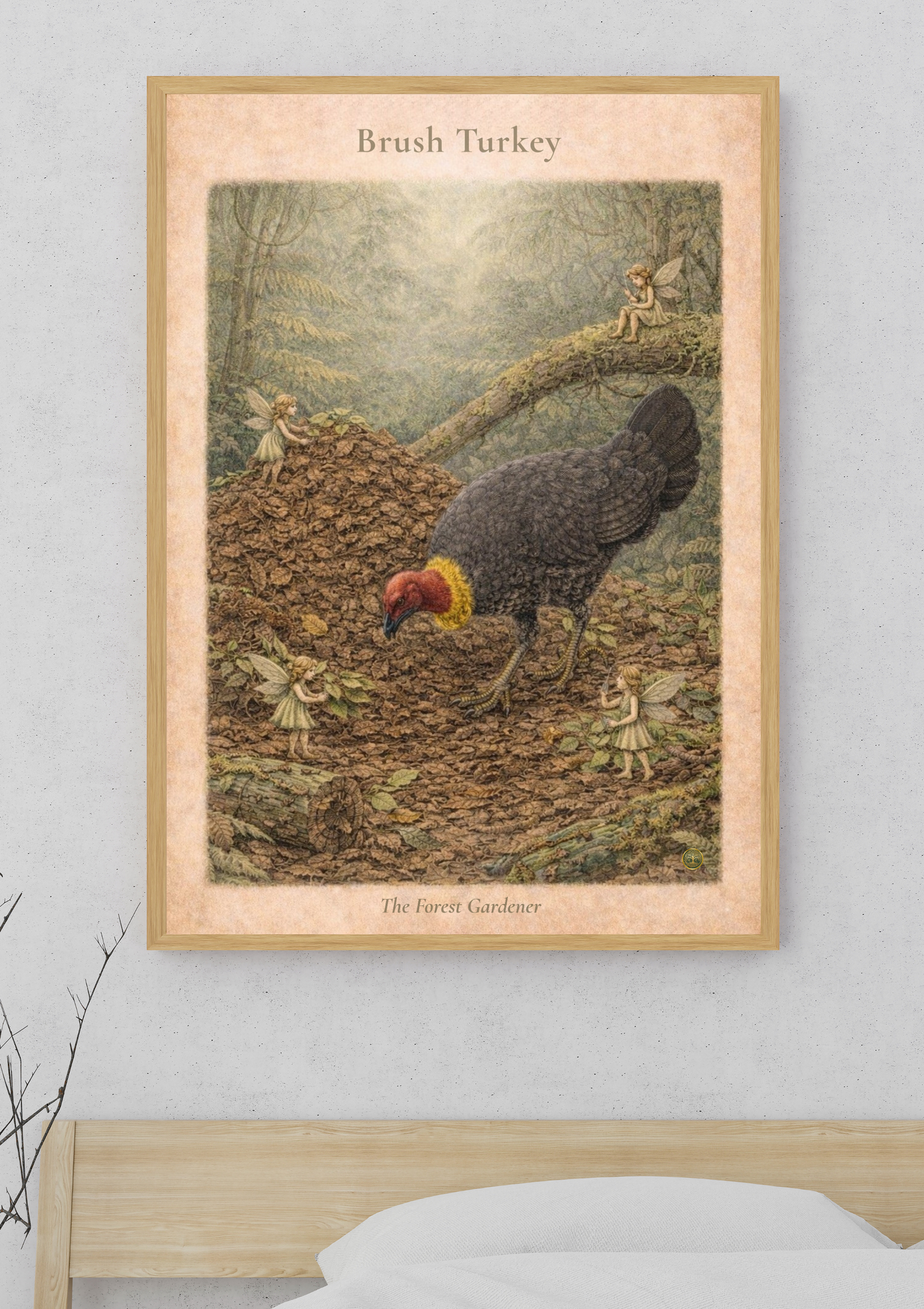 Australian Brush Turkey Art Print | Rainforest Bird Digital Download | Fairy Wall Art | Vintage Naturalist Illustration Print