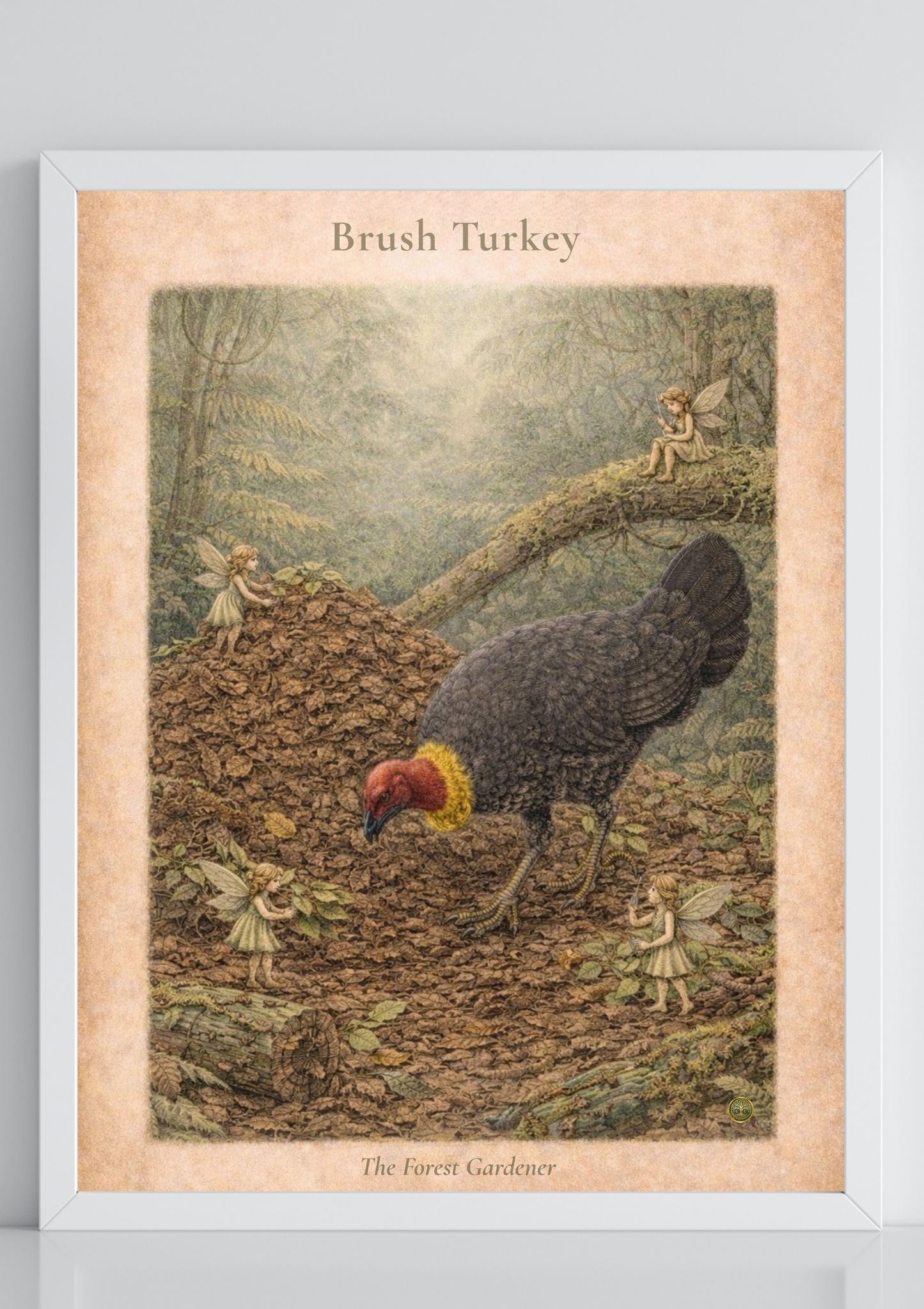 Australian Brush Turkey Art Print | Rainforest Bird Digital Download | Fairy Wall Art | Vintage Naturalist Illustration Print