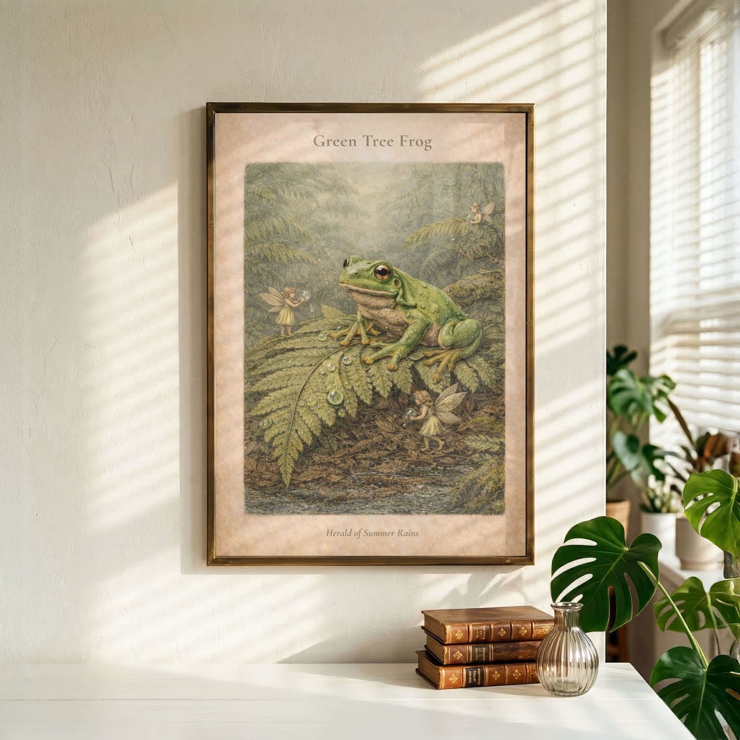 Green Tree Frog Art Print | Australian Wildlife Digital Download | Fairy Wall Art | Vintage Naturalist Illustration Print