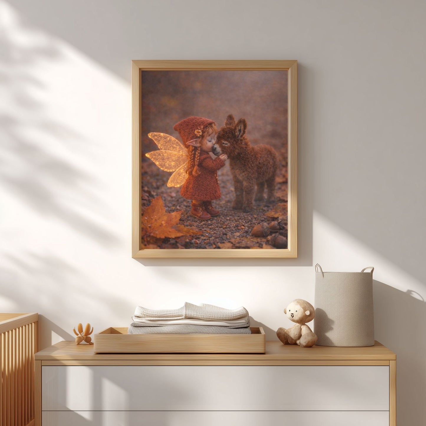 Autumn Kiss Fairy Art Print | Chestnut Donkey Digital Download | Whimsical Fairy Wall Art | Fairymount Tiny Companions