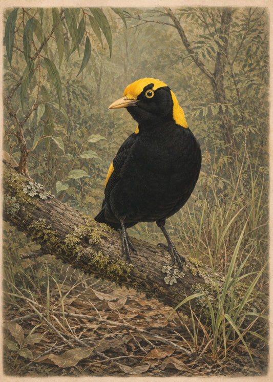 Regent Bowerbird | Fairymount Vintage Bird Collection | Field Guide Digital Art Print