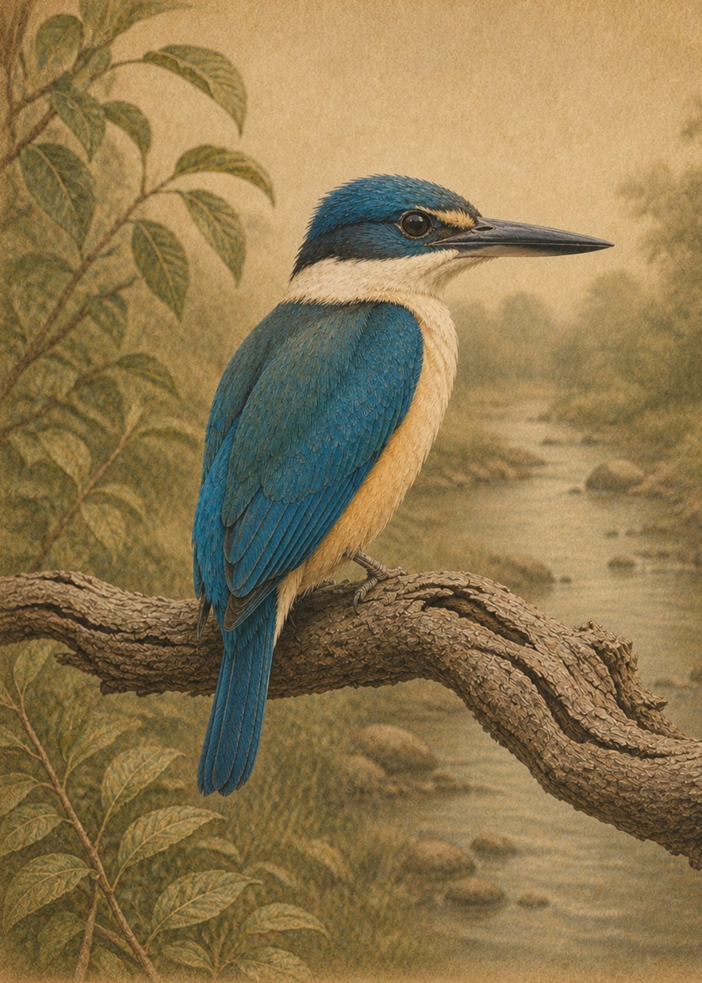 Sacred Kingfisher | Fairymount Vintage Bird Collection | Field Guide Digital Art Print