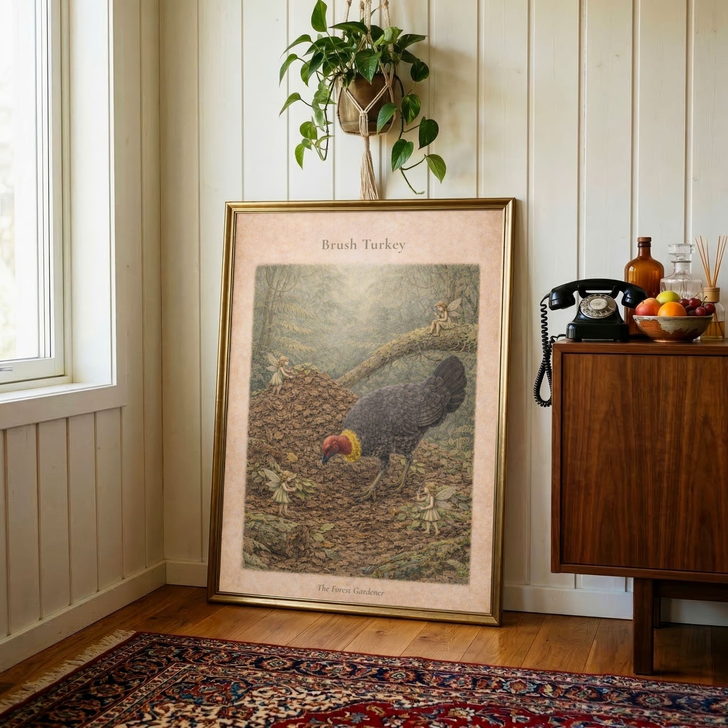 Australian Brush Turkey Art Print | Rainforest Bird Digital Download | Fairy Wall Art | Vintage Naturalist Illustration Print