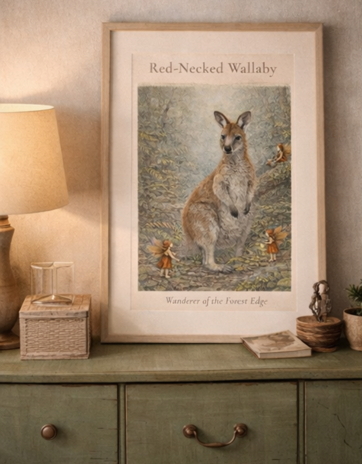 Red-necked Wallaby Art Print | Australian Marsupial Digital Download | Fairy Wall Art | Vintage Naturalist Illustration Print