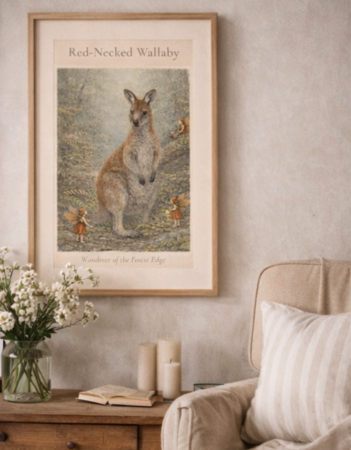Red-necked Wallaby Art Print | Australian Marsupial Digital Download | Fairy Wall Art | Vintage Naturalist Illustration Print