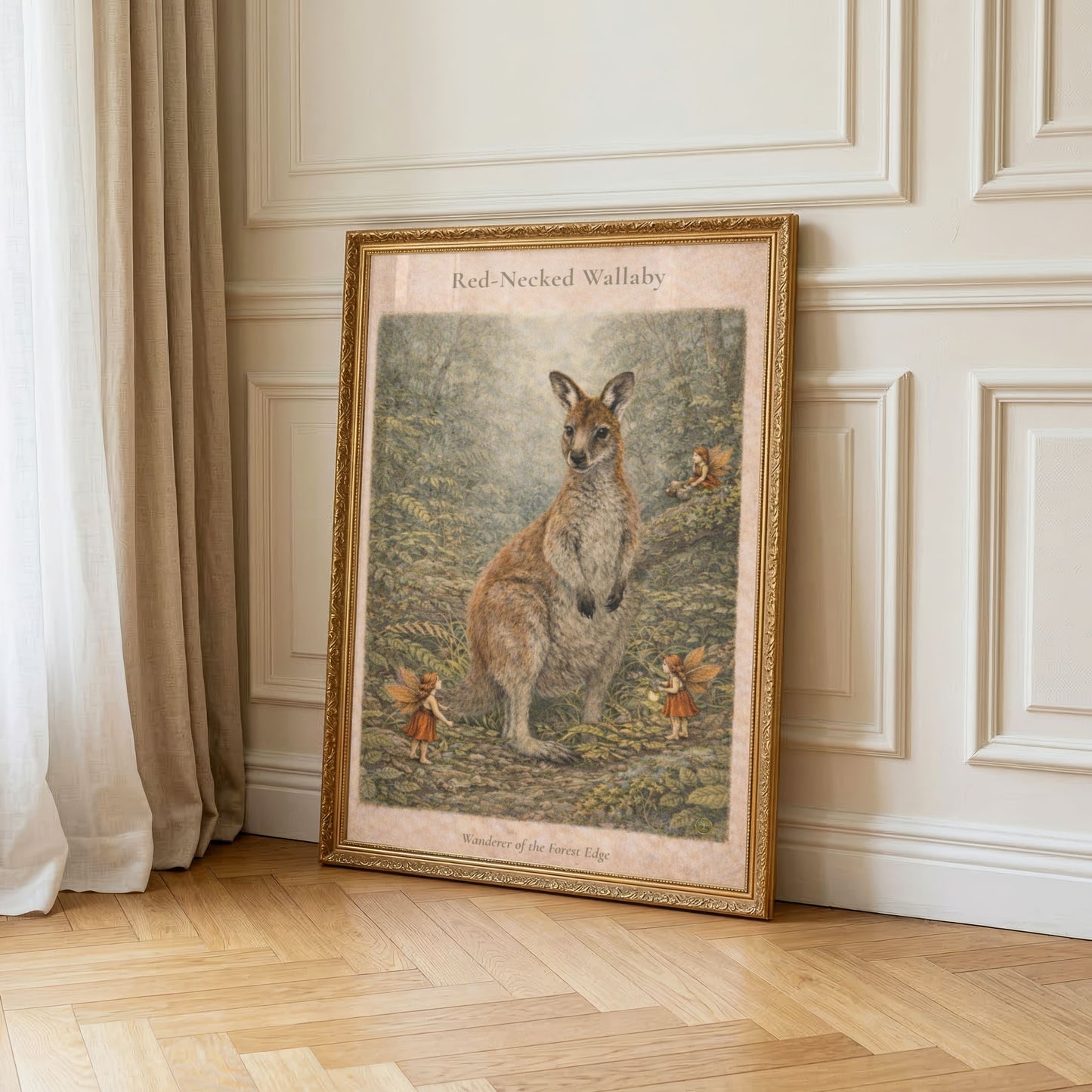Red-necked Wallaby Art Print | Australian Marsupial Digital Download | Fairy Wall Art | Vintage Naturalist Illustration Print