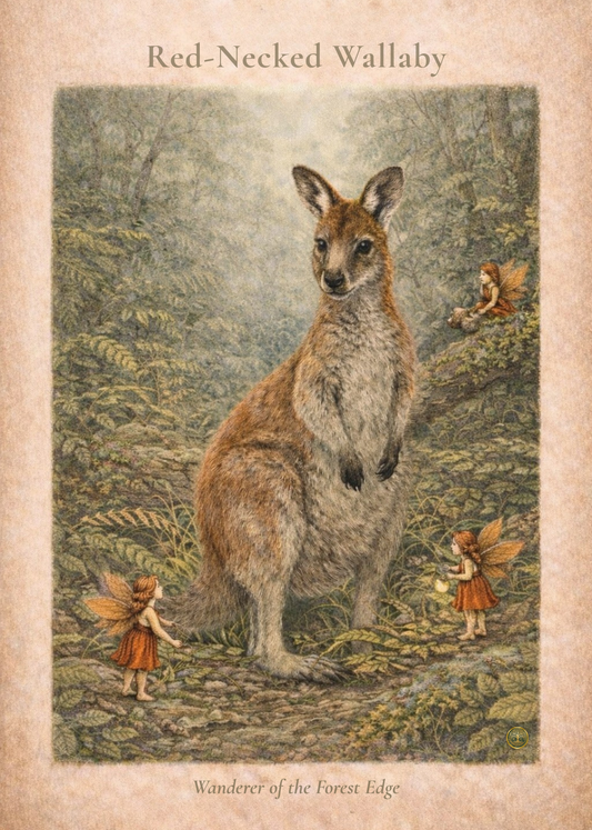 Red-necked Wallaby Art Print | Australian Marsupial Digital Download | Fairy Wall Art | Vintage Naturalist Illustration Print