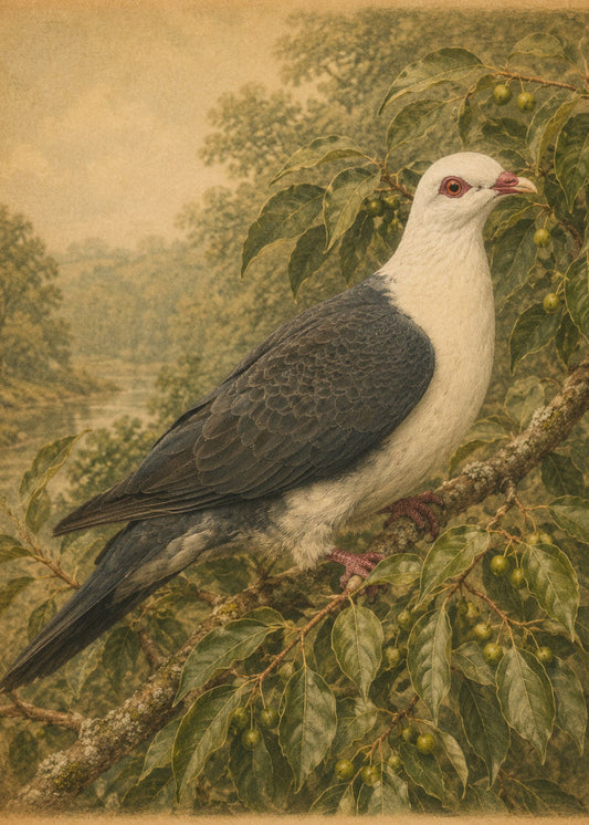 White-headed Pigeon | Fairymount Vintage Bird Collection | Field Guide Digital Art Print
